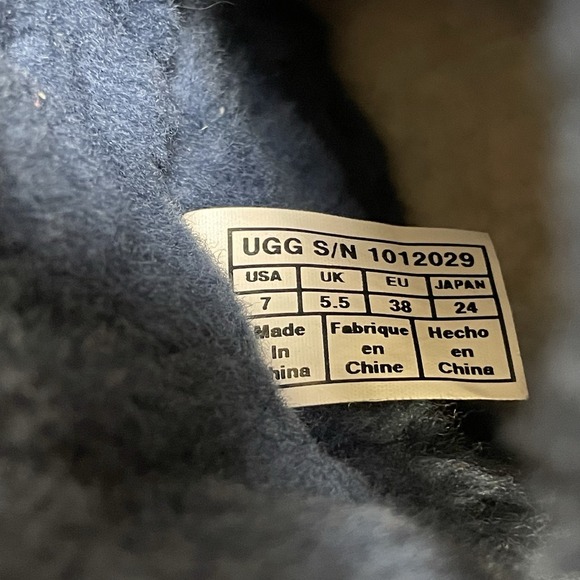 UGG Sheepskin Boots Remora Size 7 Navy Blue Suede Buckle Boots Warm Shoes - Picture 8 of 10